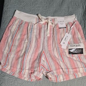Dash Washable Linen Striped Shorts Size Small NWT